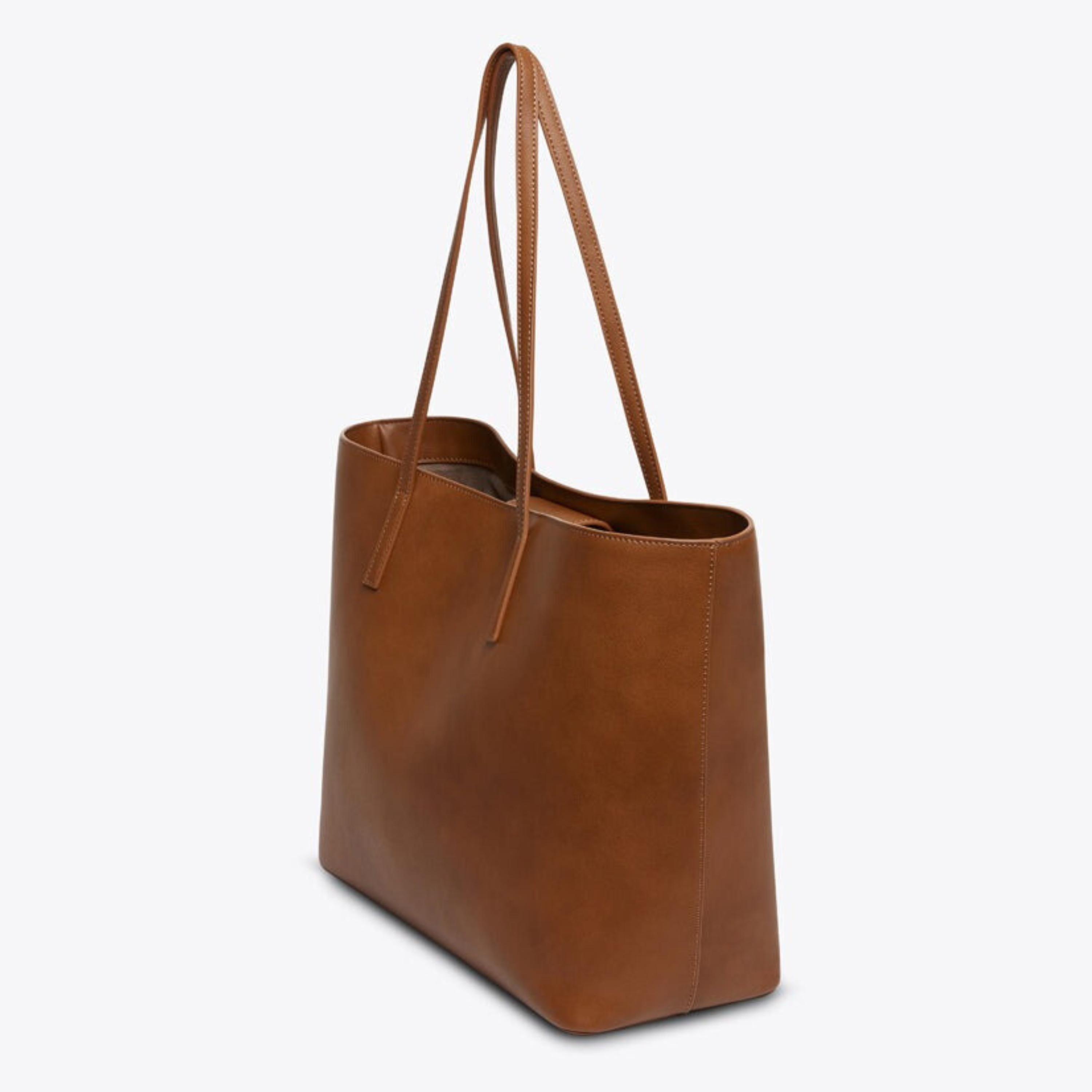 Tan Leather Work Tote Bag with Laptop Compartment