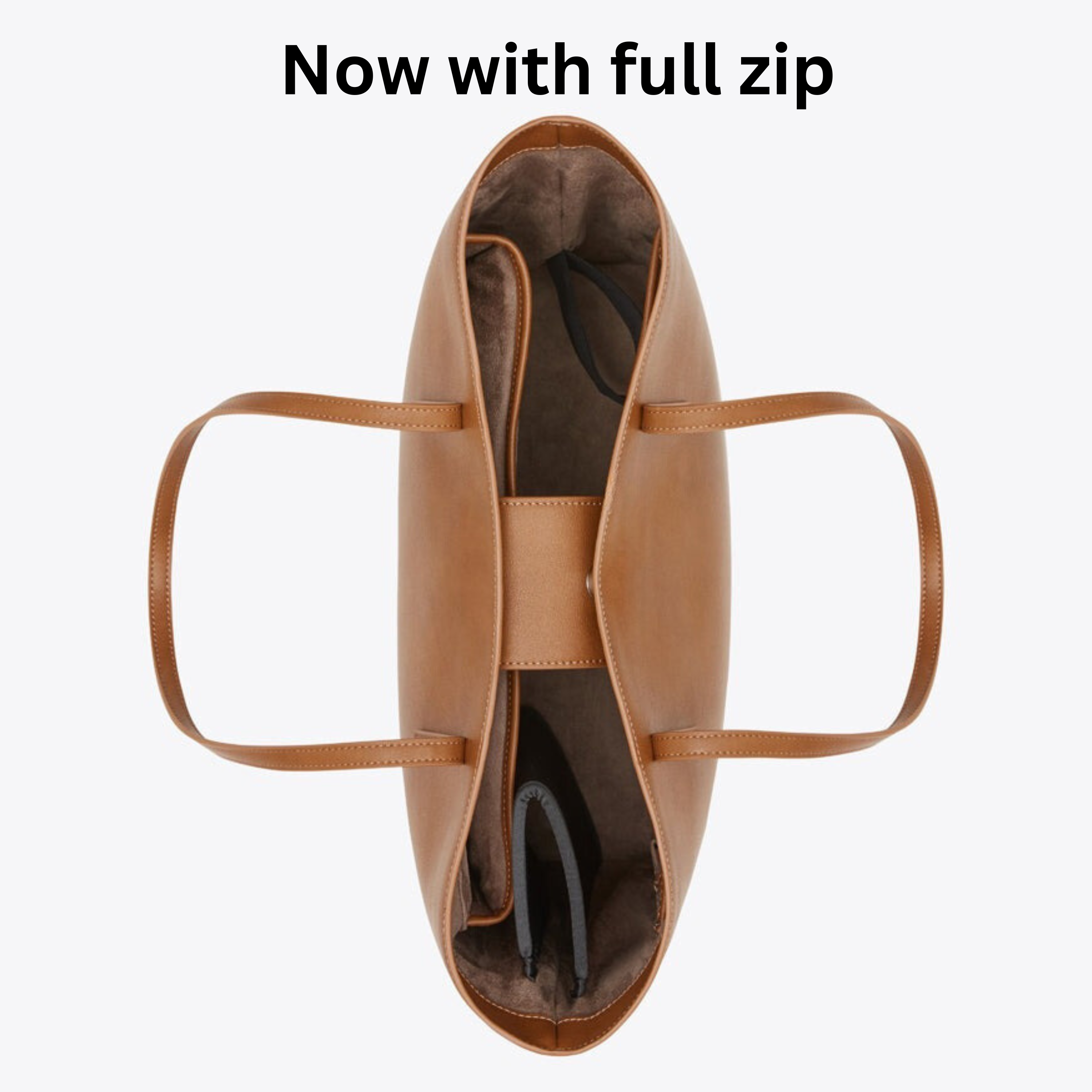 Office Tote Bag With Zipper | TAN