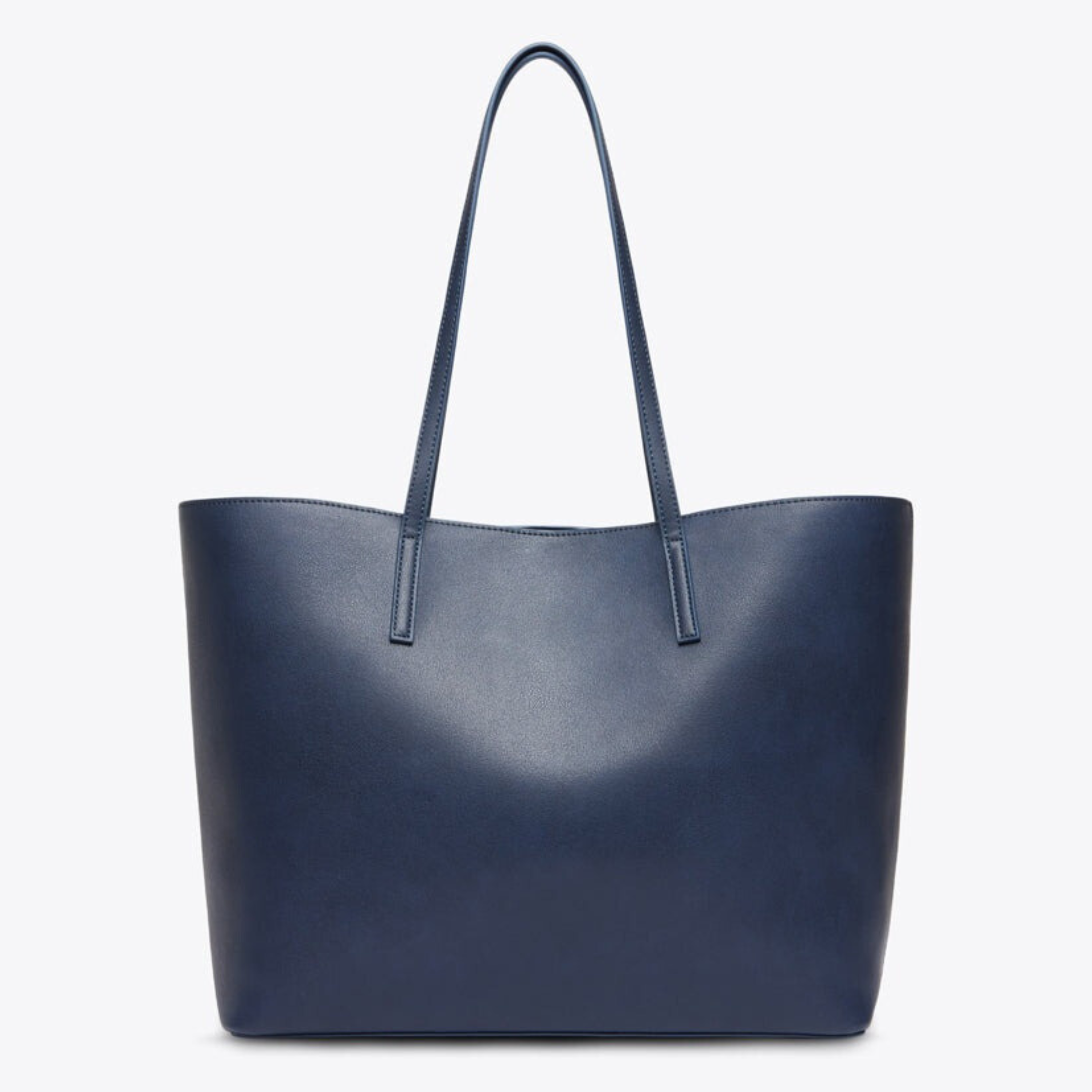 Blue Leather Work Tote Bag with Laptop Compartment