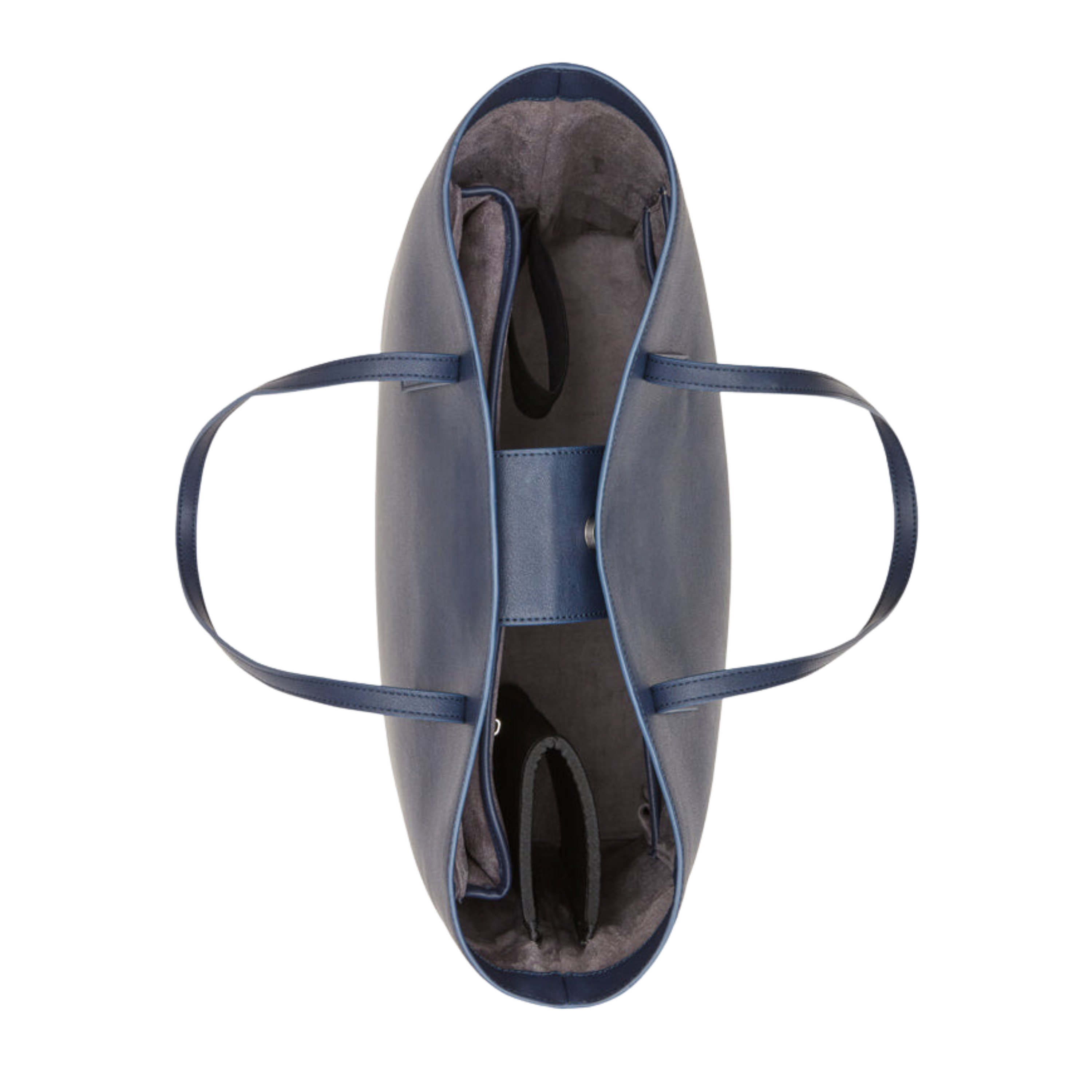 Blue Leather Work Tote Bag with Laptop Compartment