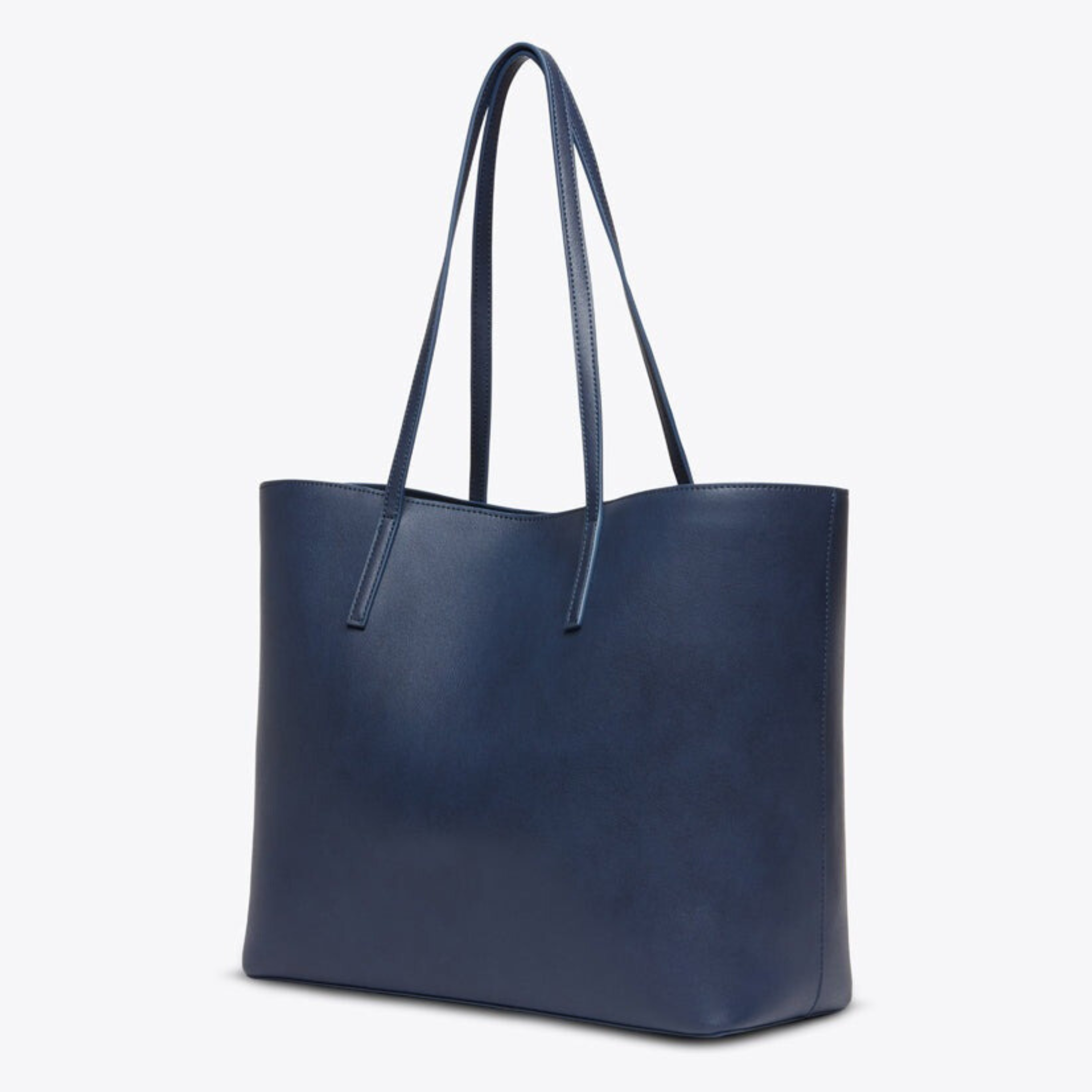 Blue Leather Work Tote Bag with Laptop Compartment
