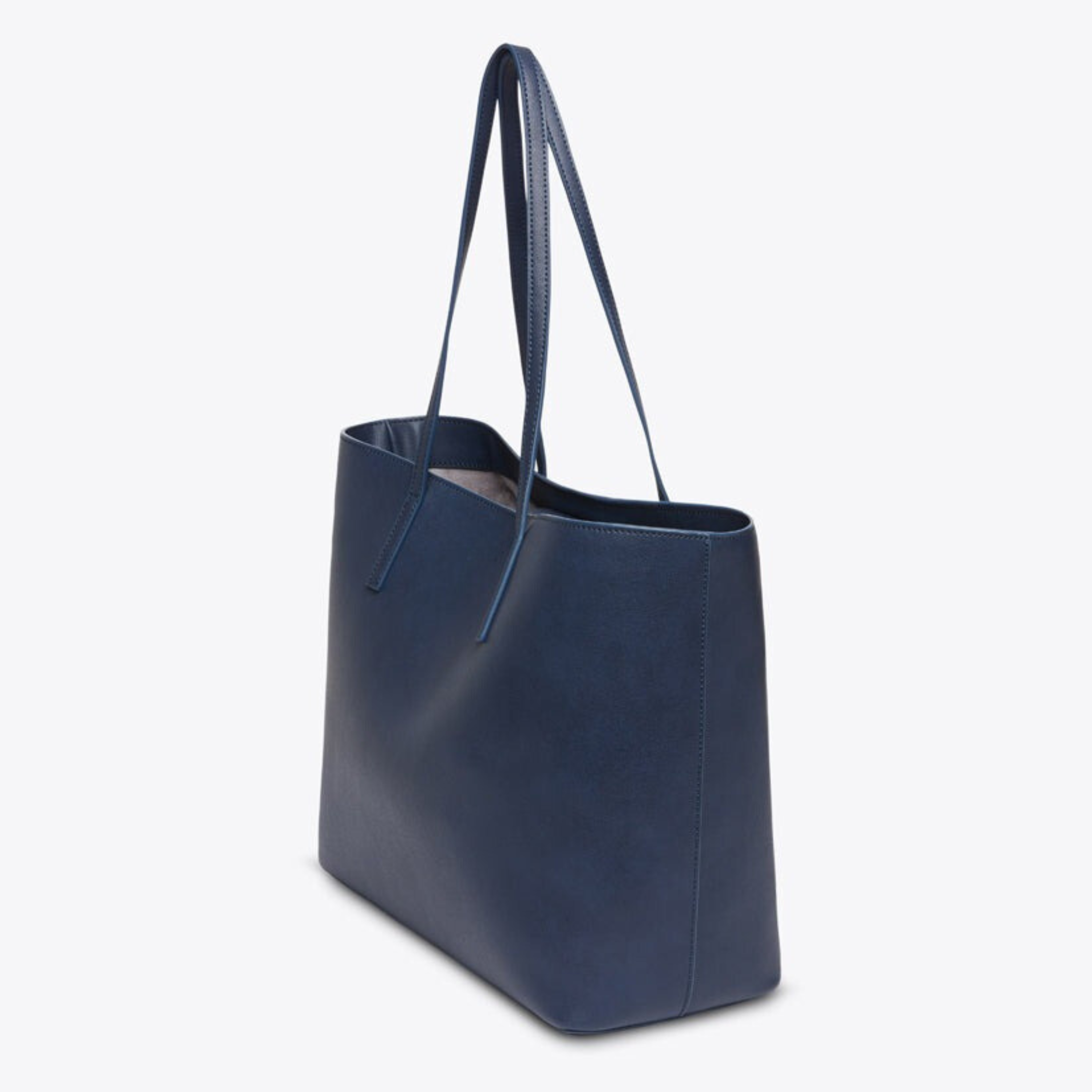 Blue Leather Work Tote Bag with Laptop Compartment
