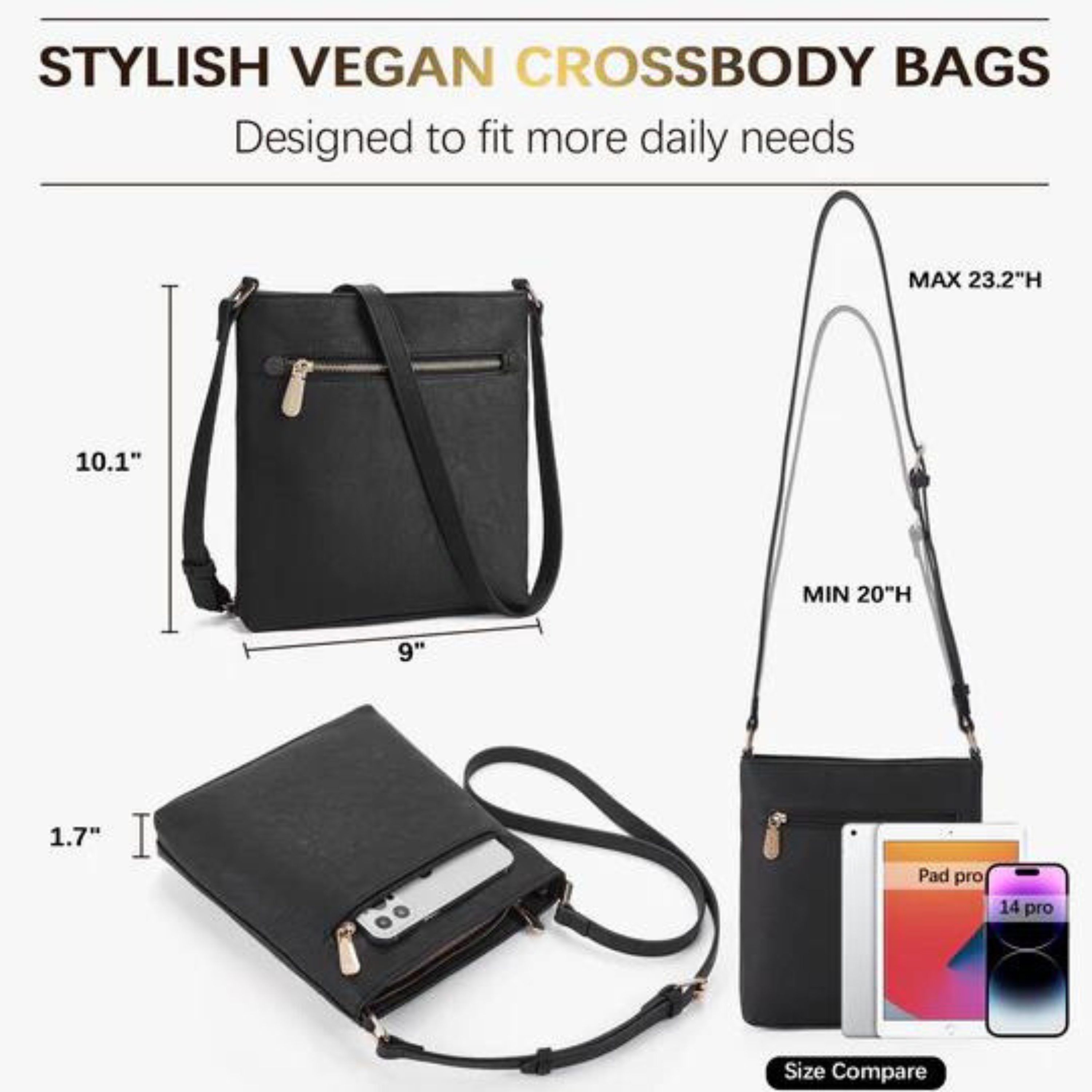 Vegan Leather Crossbody Bag