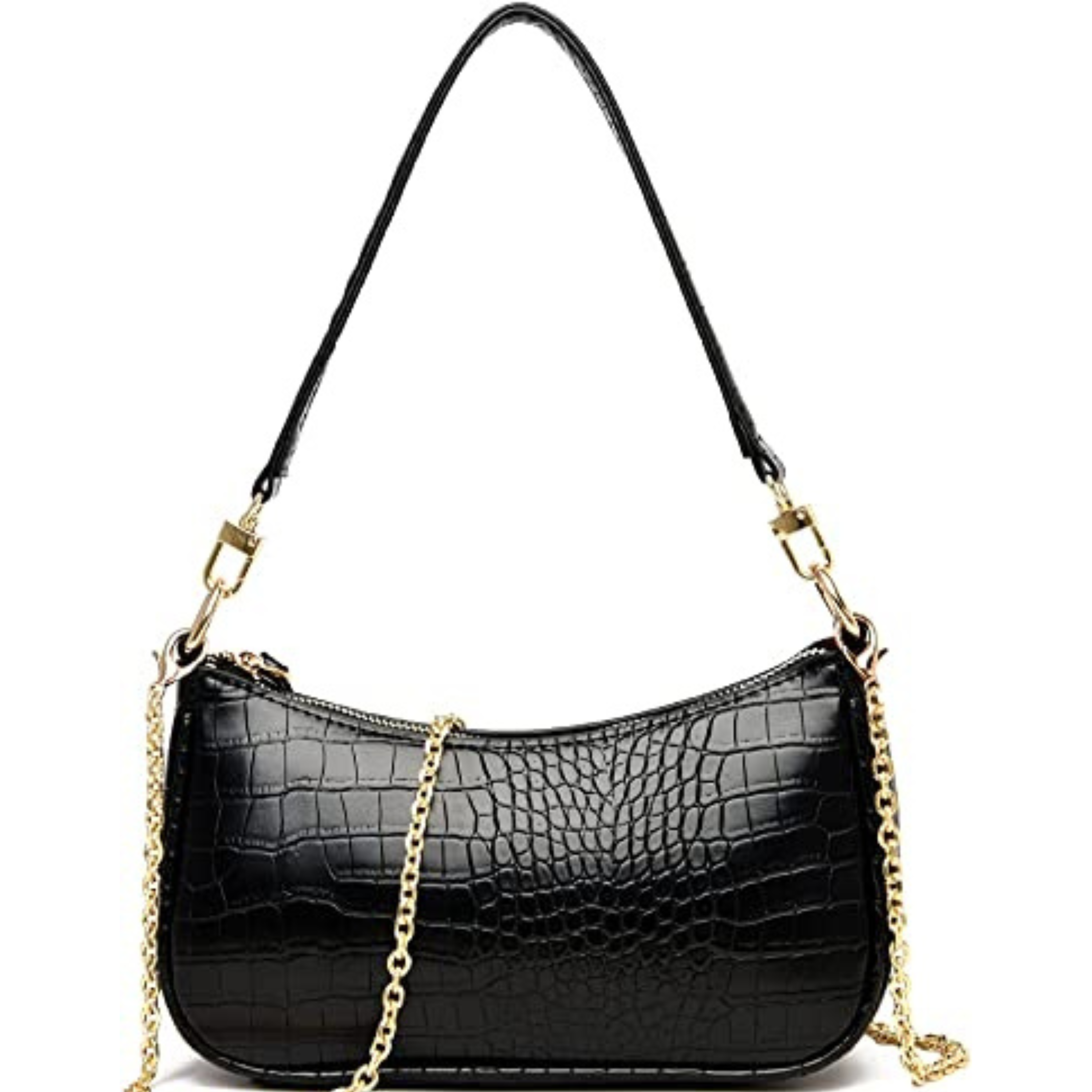 Croco Patern Vegan Leather Shoulder Bag