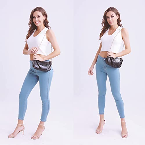 Croco Patern Vegan Leather Shoulder Bag