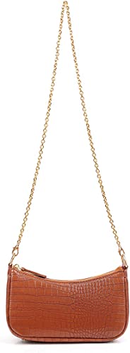 Croco Patern Vegan Leather Shoulder Bag