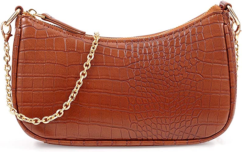 Croco Patern Vegan Leather Shoulder Bag