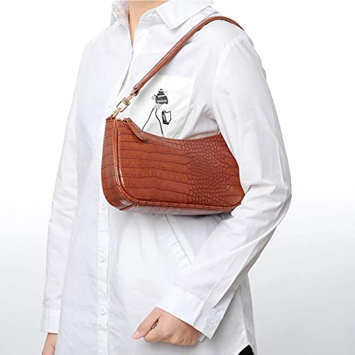 Croco Patern Vegan Leather Shoulder Bag