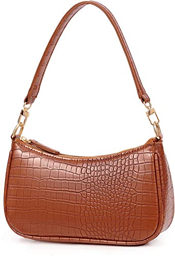 Croco Patern Vegan Leather Shoulder Bag