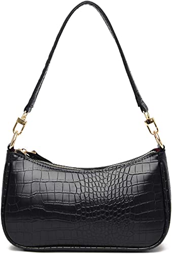 Croco Patern Vegan Leather Shoulder Bag