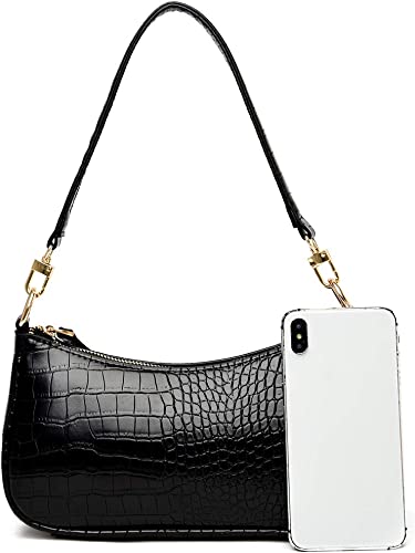 Croco Patern Vegan Leather Shoulder Bag