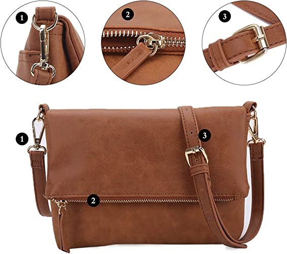 Foldover Vegan Leather Crossbody bag