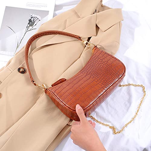 Croco Patern Vegan Leather Shoulder Bag