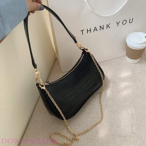 Croco Patern Vegan Leather Shoulder Bag