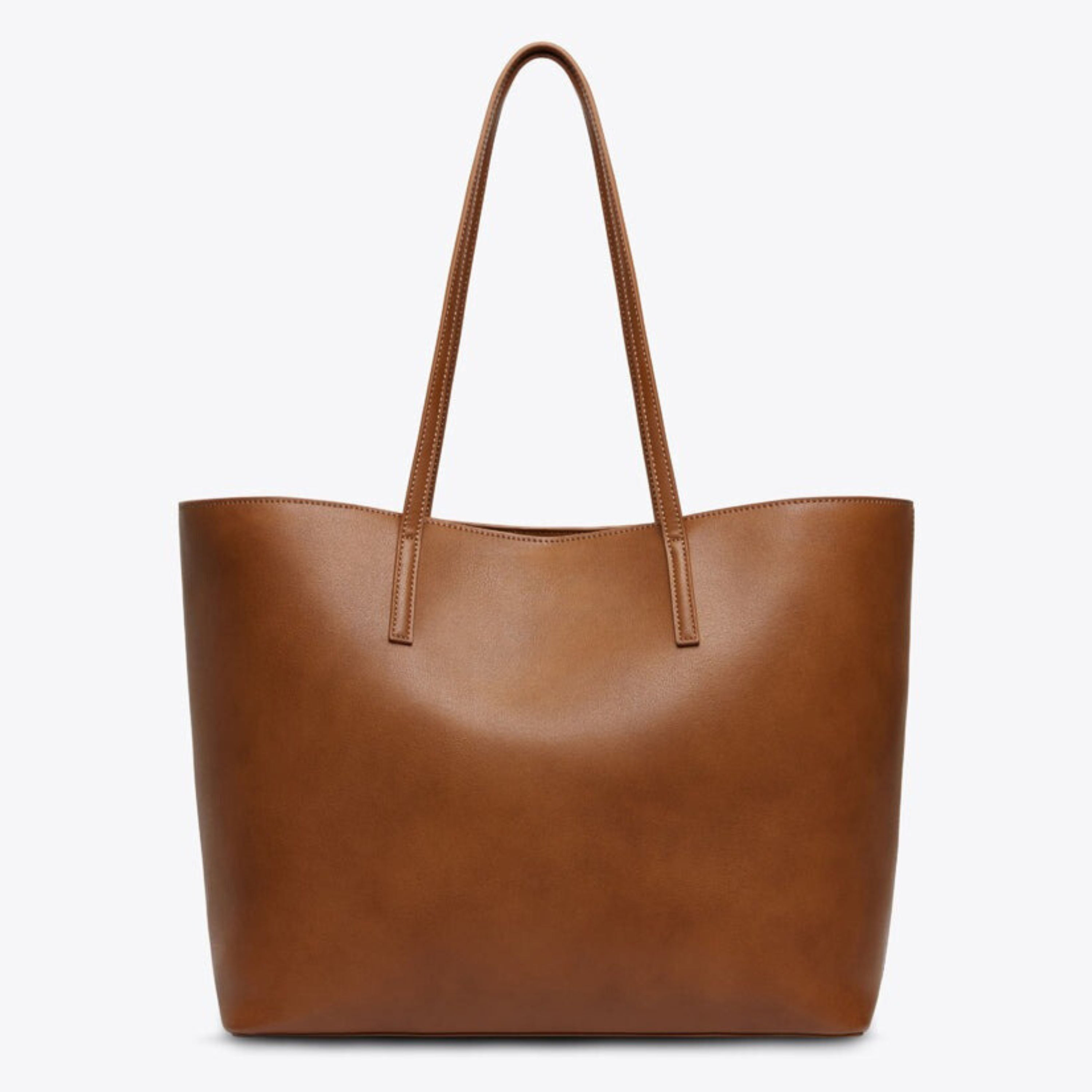Tan Leather Work Tote Bag with Laptop Compartment