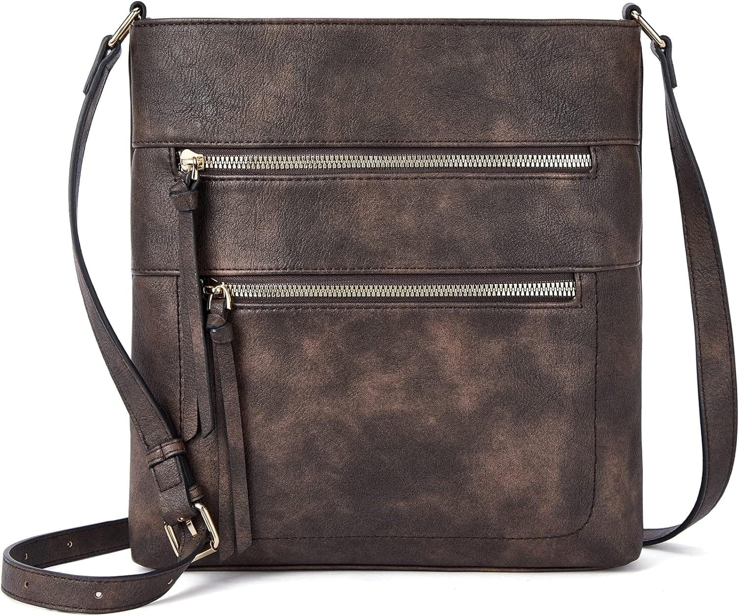Double Zipper Sling Bag, 100% Vegan Leather