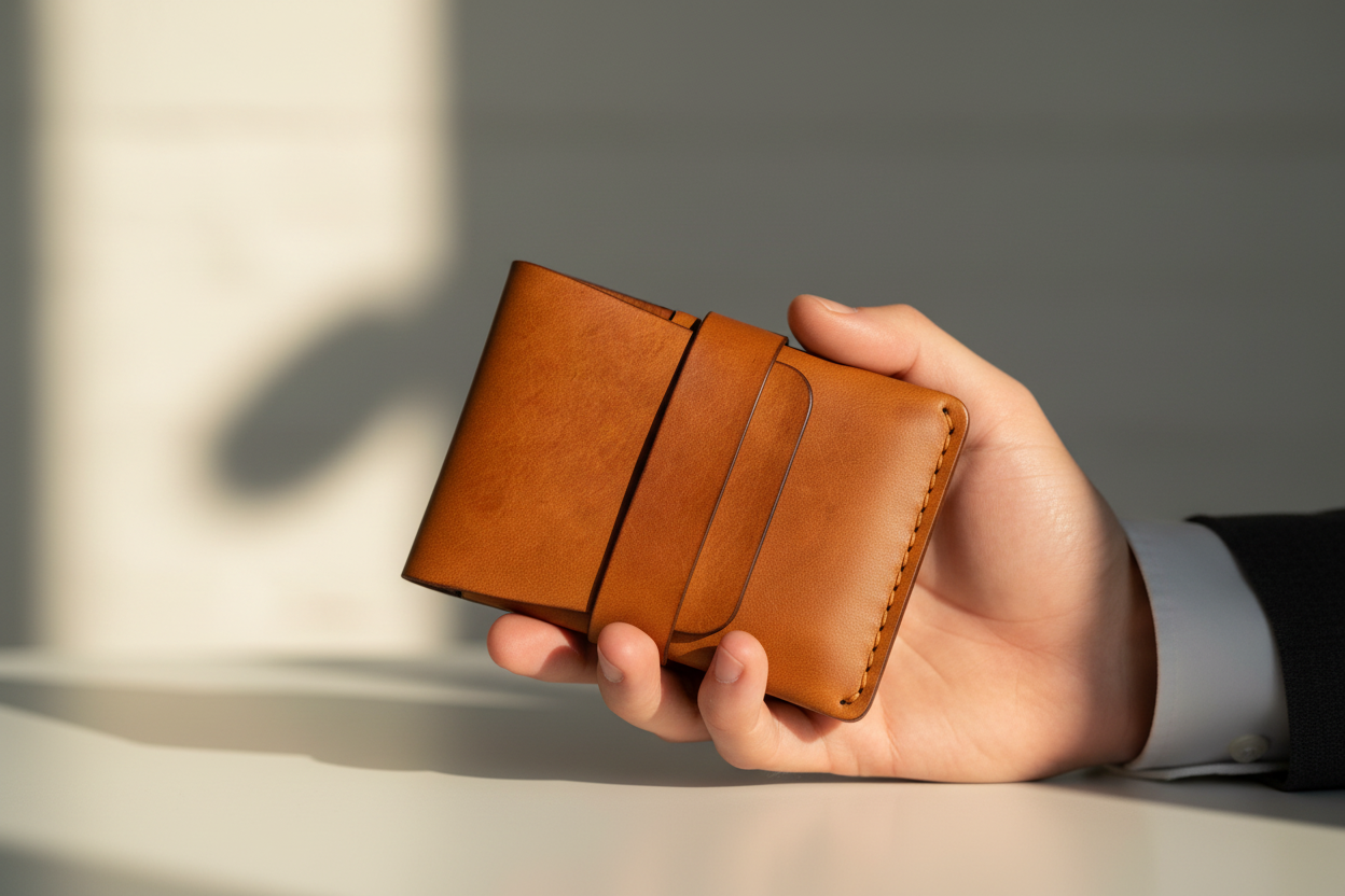 Hand holding wallet with background