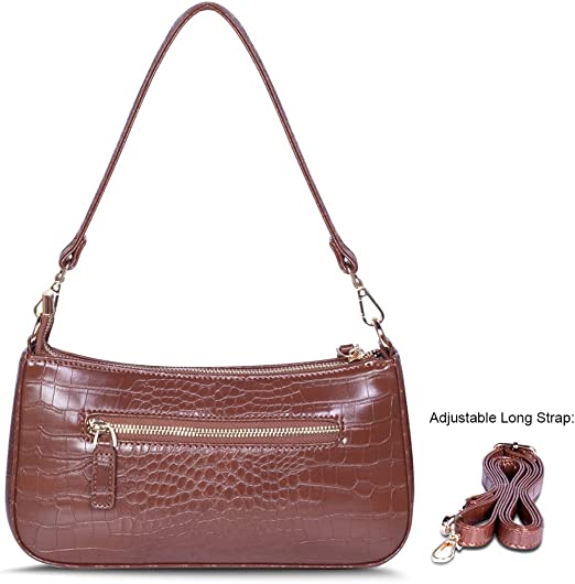 Croco Vegan Leather Small Shoulder Bag
