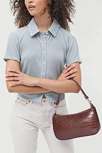 Croco Vegan Leather Small Shoulder Bag