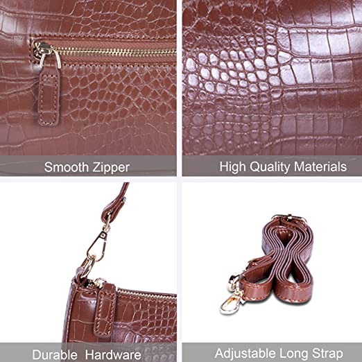 Croco Vegan Leather Small Shoulder Bag