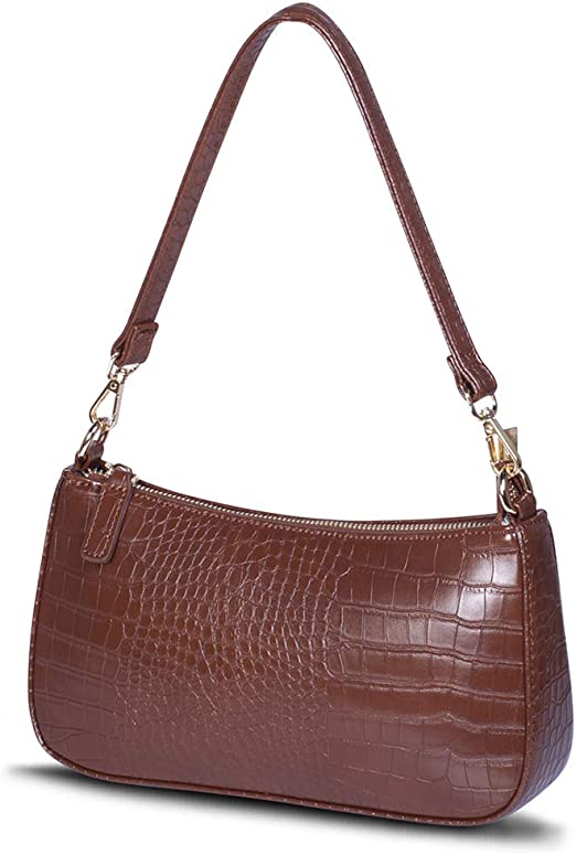 Croco Vegan Leather Small Shoulder Bag