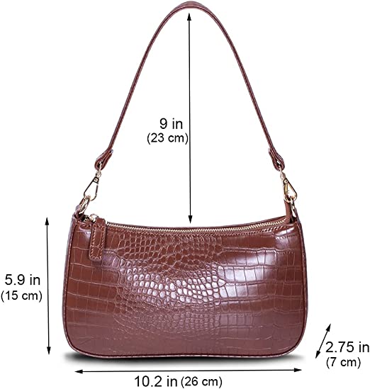 Croco Vegan Leather Small Shoulder Bag