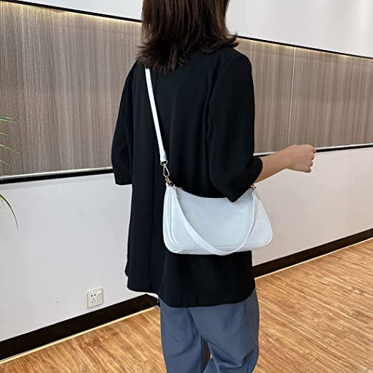 Croco Vegan Leather Small Shoulder Bag