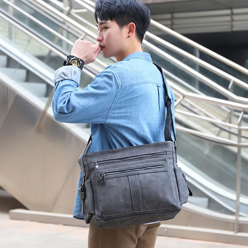 Boston Vegan Leather Messenger Bag
