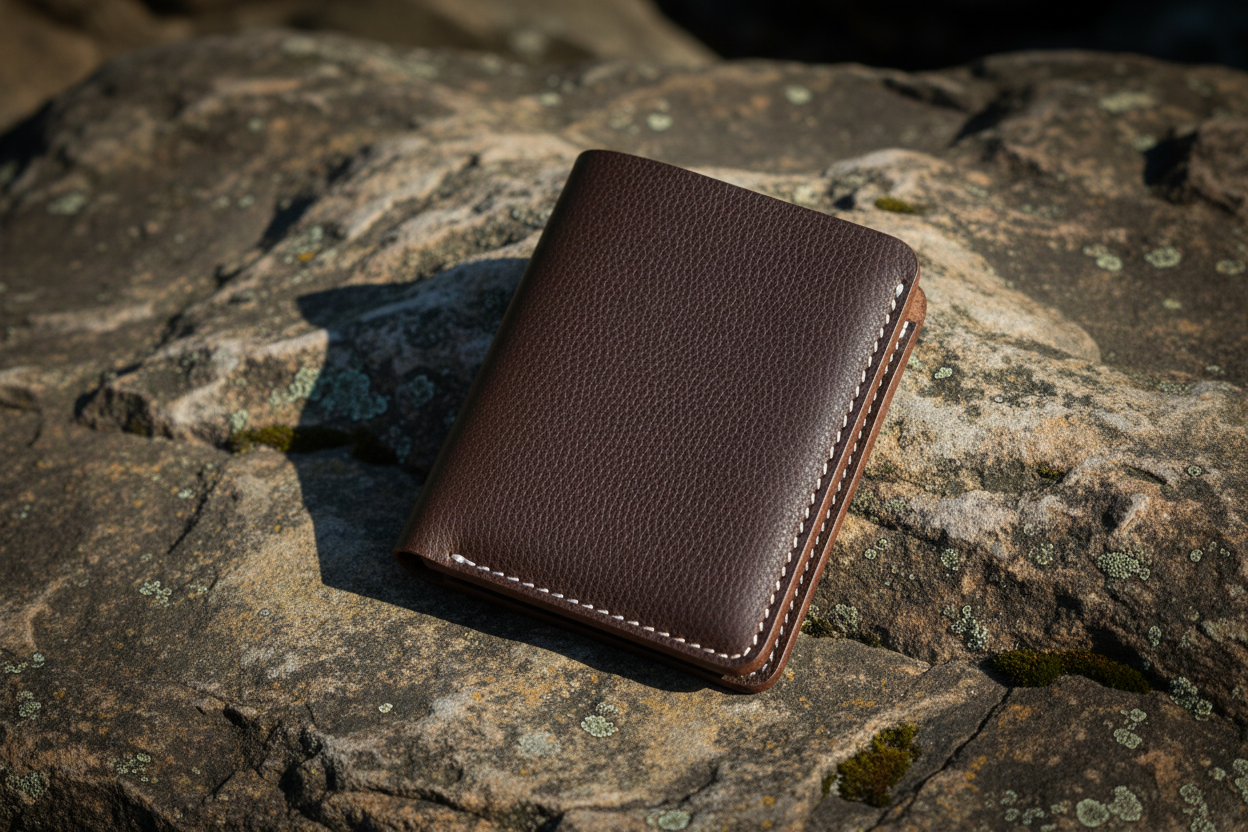 Wallet on stone rock