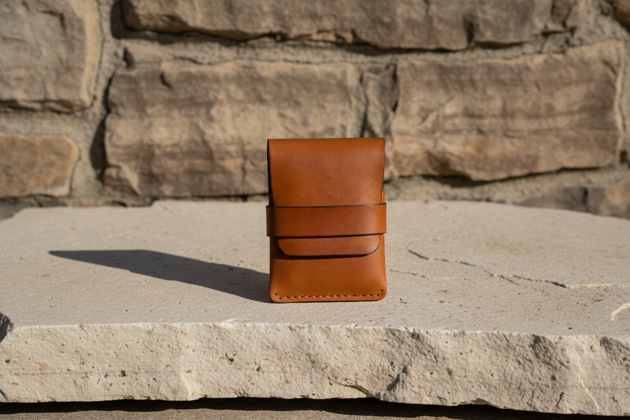 Wallet on stone surface