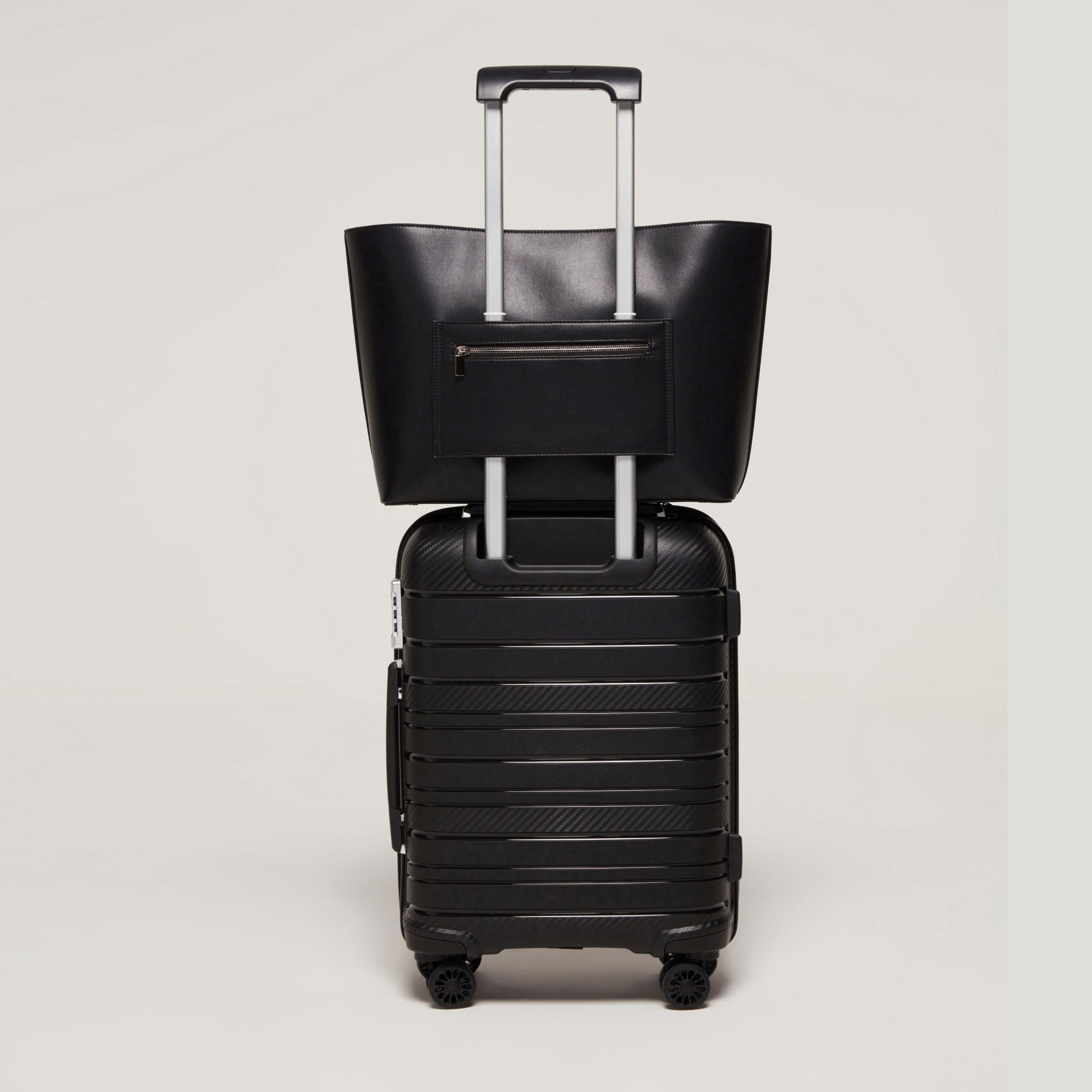 Travo Leather Tote Bag with Magnetic Closure, Safe Zip Laptop Compartment & Trolley Strap