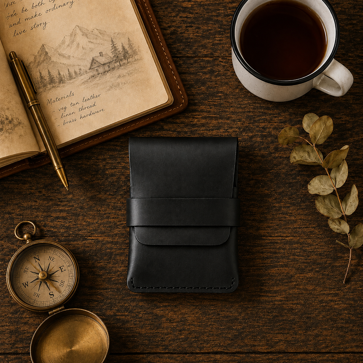 DELVAE Cactus Leather Wallet - Vegan Slim Bifold