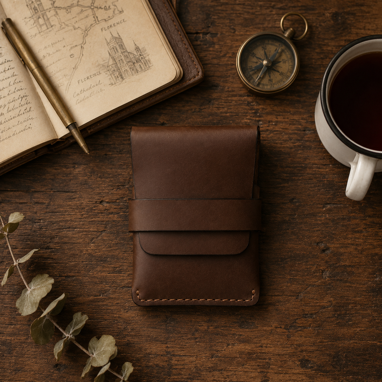 DELVAE Cactus Leather Wallet - Vegan Slim Bifold