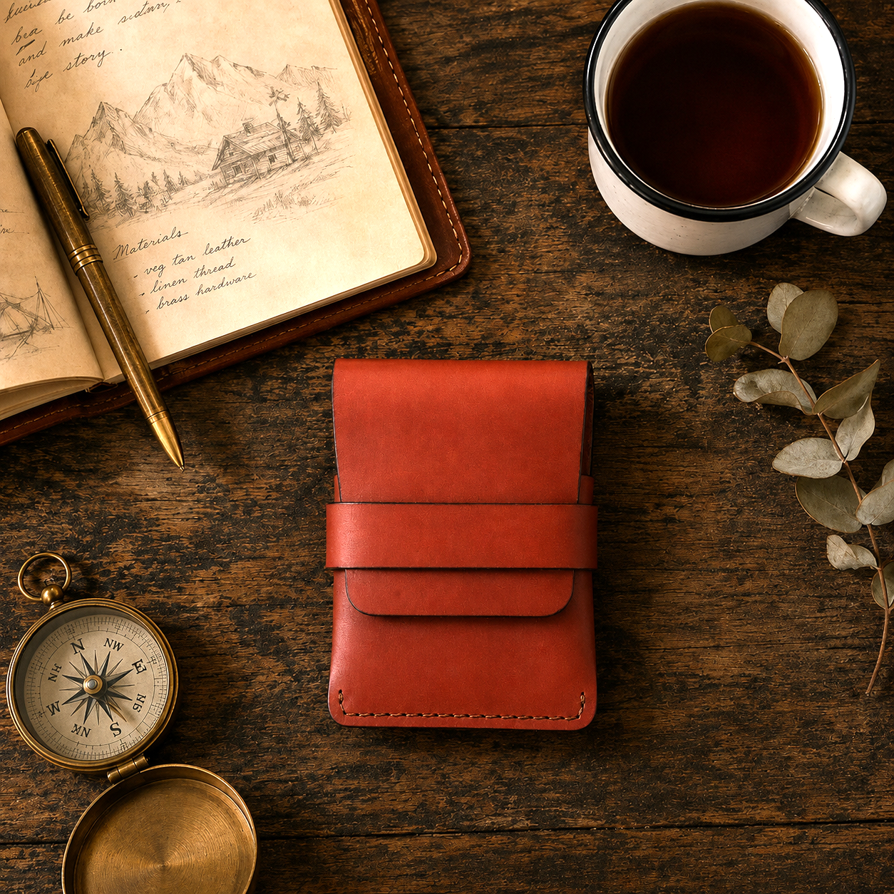 DELVAE Cactus Leather Wallet - Vegan Slim Bifold
