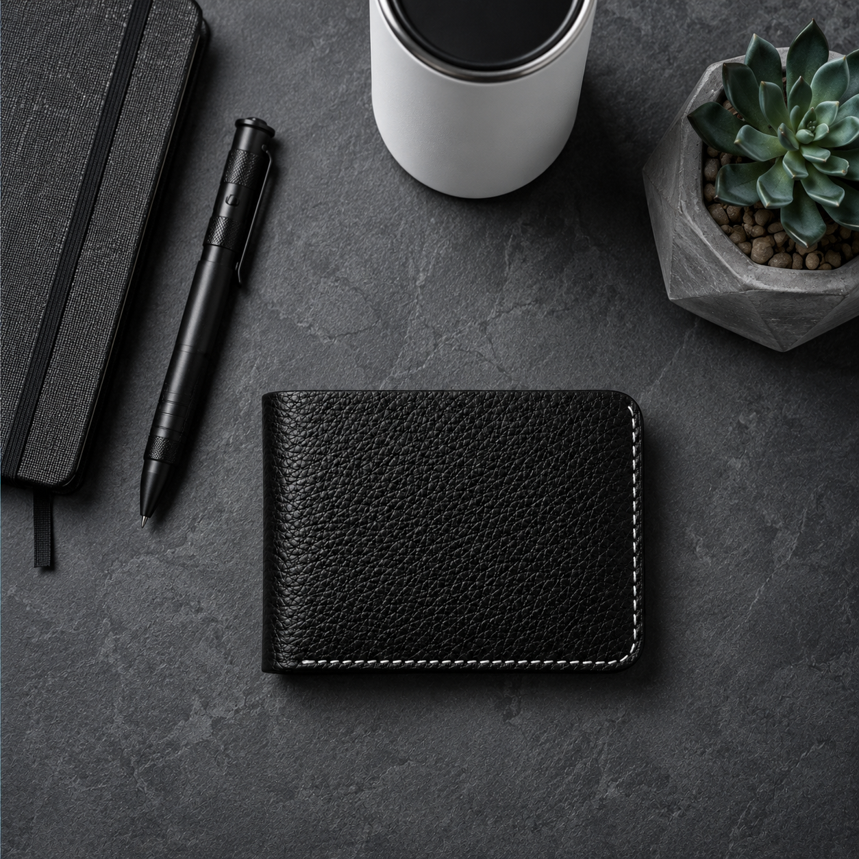 DELVAE Cactus Leather Wallet - Vegan Slim Bifold
