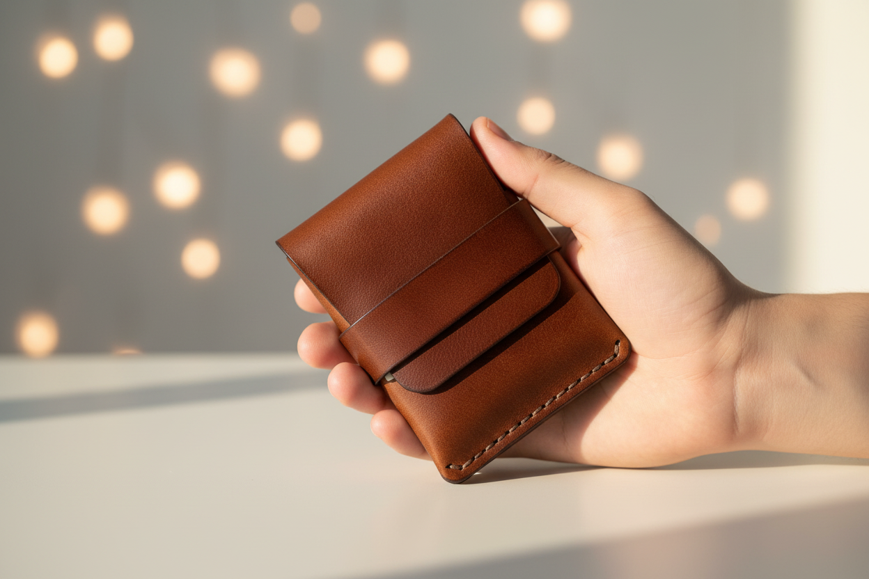 Hand holding wallet with background