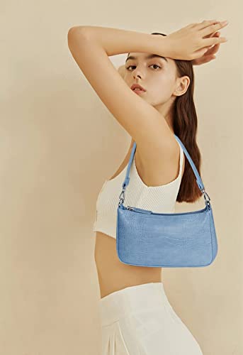 Croco Vegan Leather Small Shoulder Bag