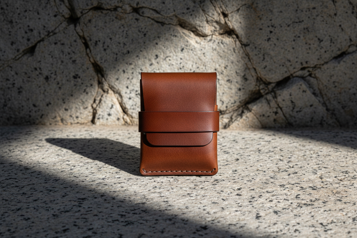 Wallet on stone surface